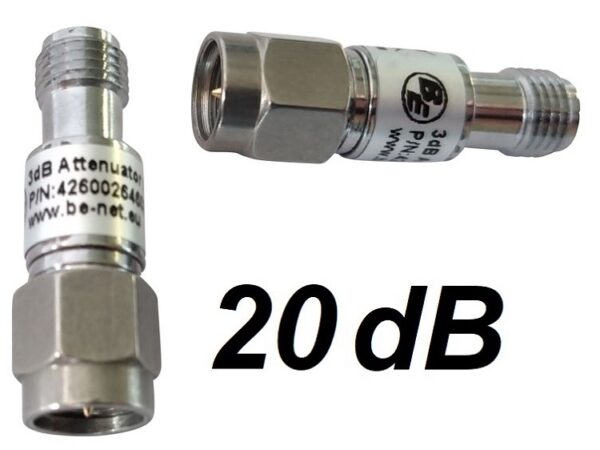 Dämpfungsglied SMA für DECT & WLAN, 50 Ohm, 20 dB